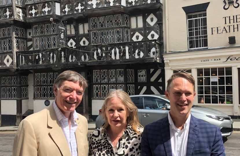 Philip Dunne MP with Sarah Punnadine, Group Sales Manager and Jason Highley, Group Operations Director, Crest Hotels