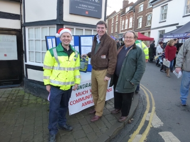 Philip Dunne with Cllr David Turner and Community First Responder Robin Bennett